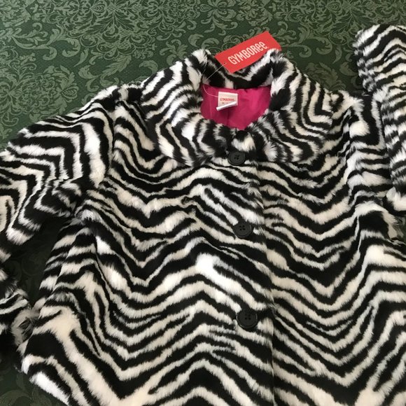 NWT Gymboree zebra fur coat jacket7 8 dress xmas